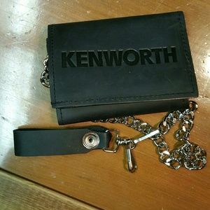KENWORTH Leather men's wallet with chain